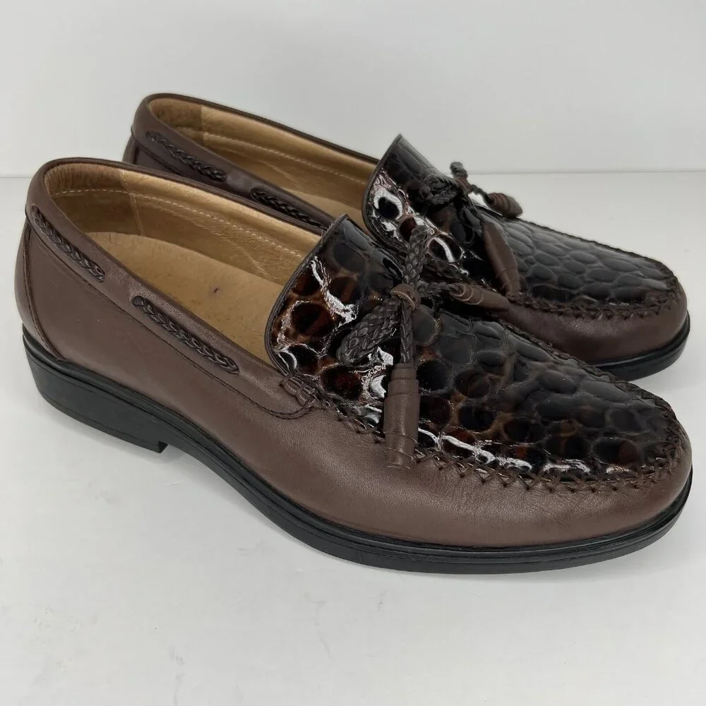Gravity Defyer by AIW Crocodile Pattern Patent Leather Mens Size 8 Comfort Shoes